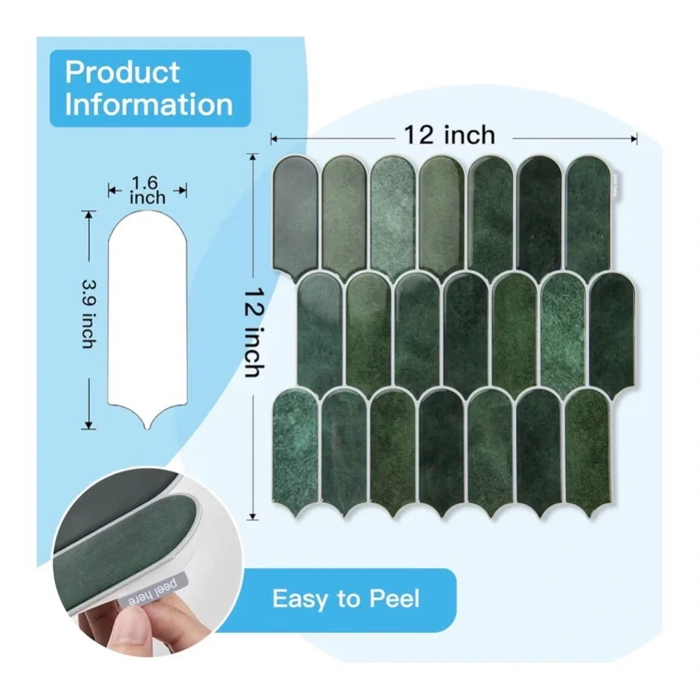 Green Peel and Stick Wall Tiles - 10 Pack